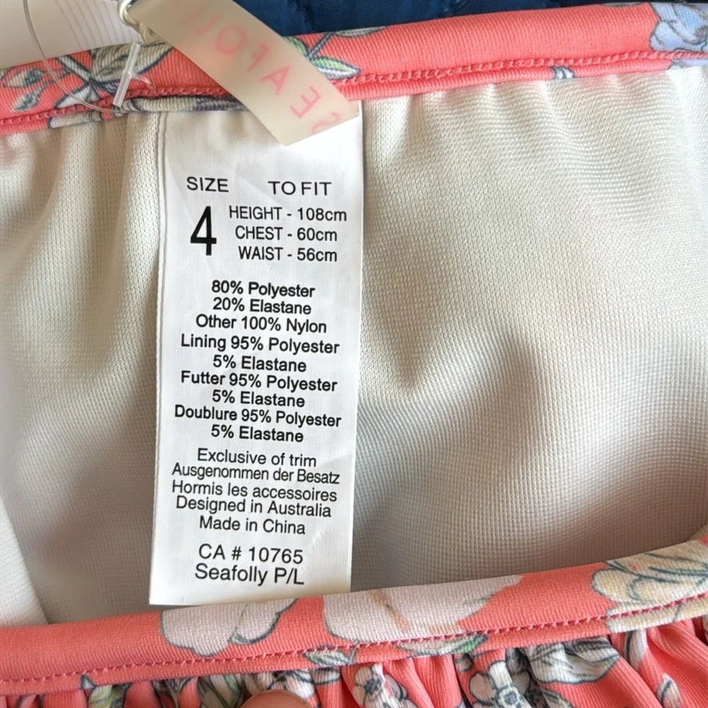 Seafolly Australia apron tankini size 4T, coral punch